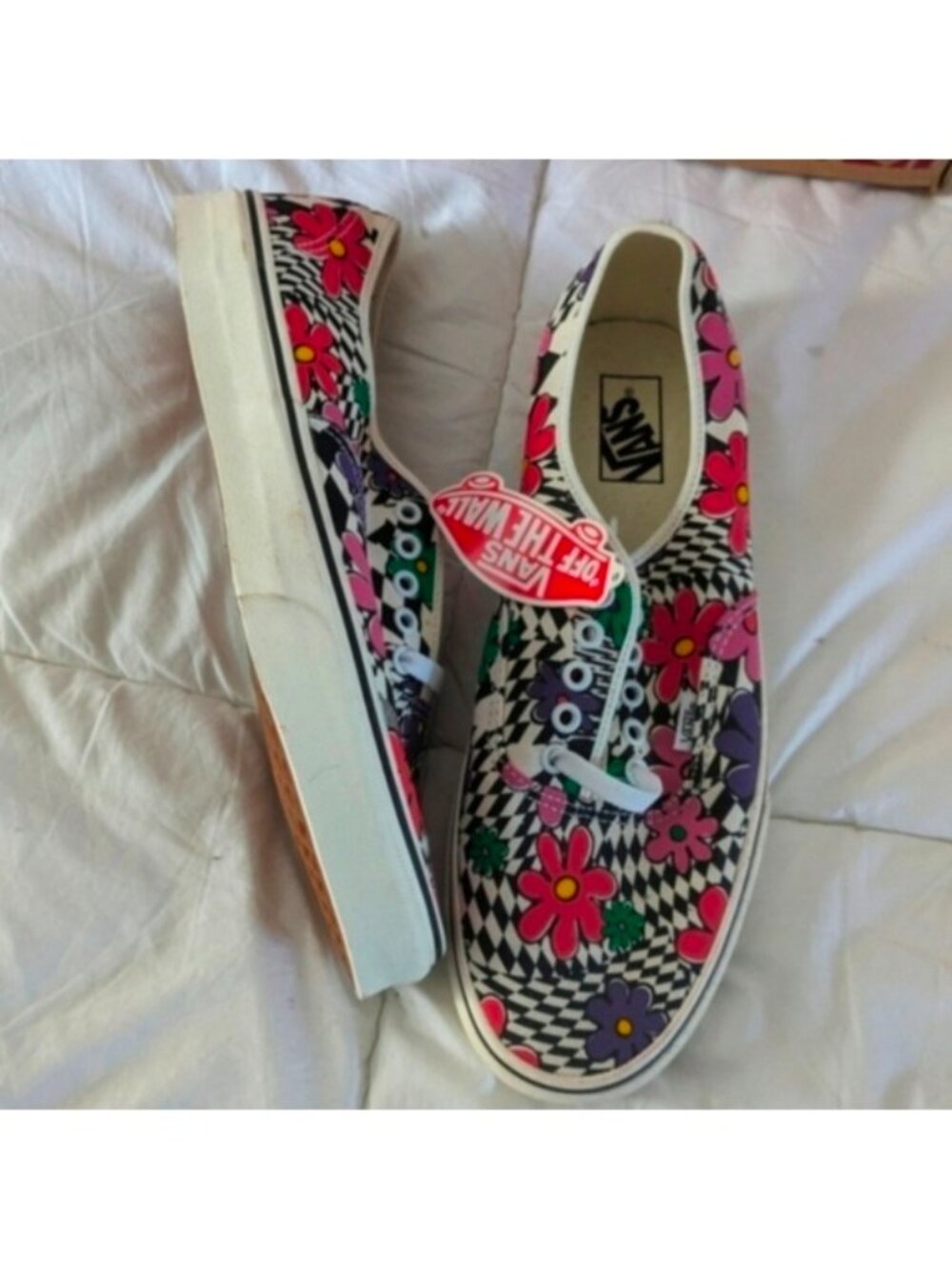 Vans Authentic Men 11.5 Printed Floral Checker Classic Canvas Retro Print 0826 - Picture 3 of 8